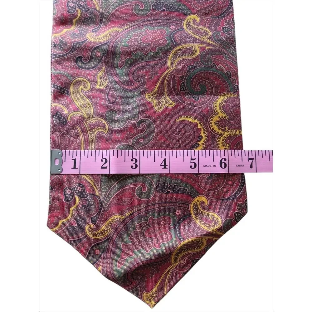 VTG Sole e Mare 100% Silk Ascot Tie Made In Italy Paisley Cravat Formal